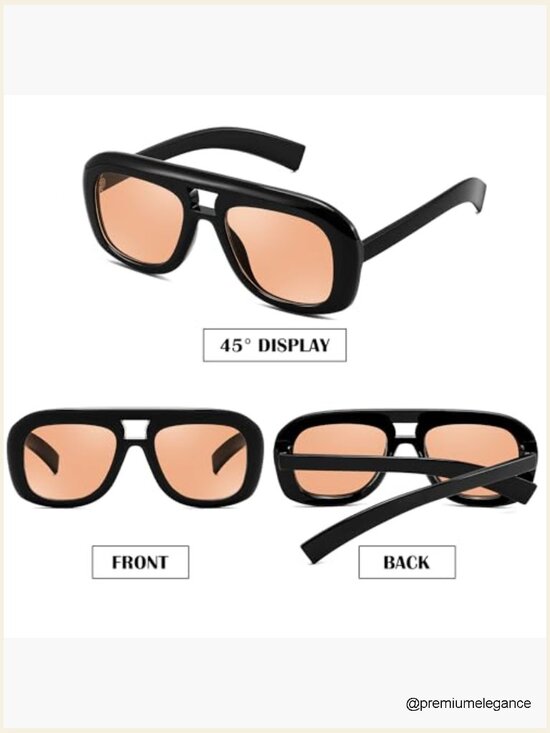 Oversized Aviator Sunglasses Retro Thick Square Frame UV400 Protection main image 4